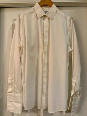 Charles Tyrwhitt Men’s Dress Shirt 17 x 37 White French Cuff No Iron 100% Cotton